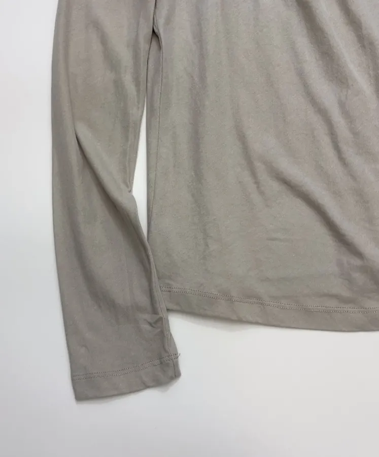 Fake Two-piece High-neck Flared Waist-tightening T-shirt Top in Gray, product view 06
