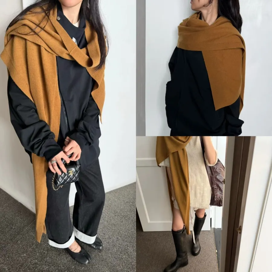Solid Color Wool Shawl in Brown, product view 01