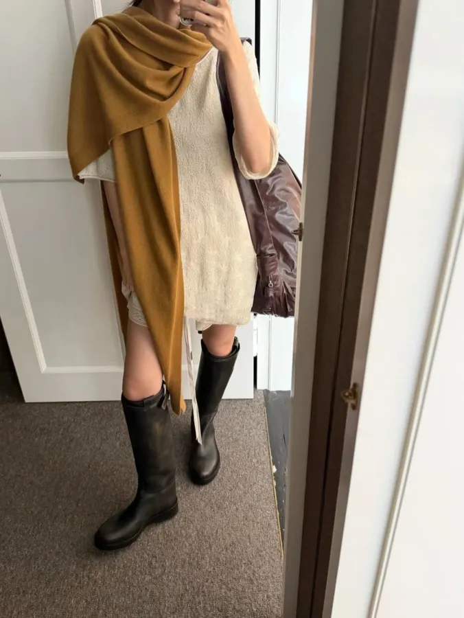 Solid Color Wool Shawl in Brown, product view 35