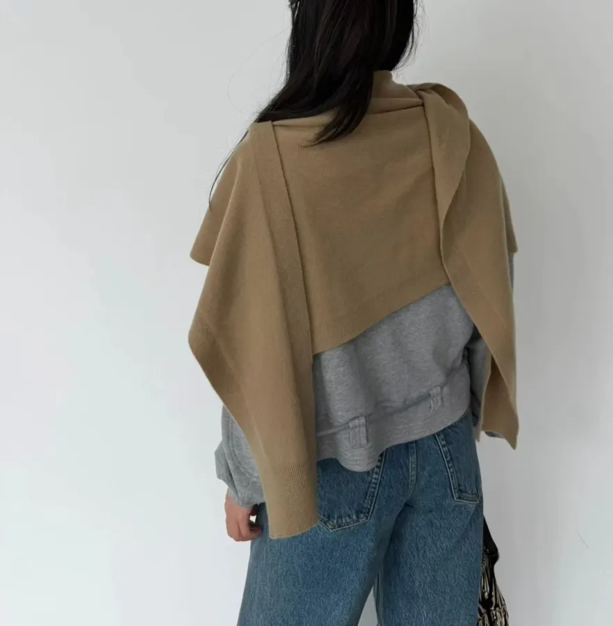 Solid Color Wool Shawl in Brown, product view 38