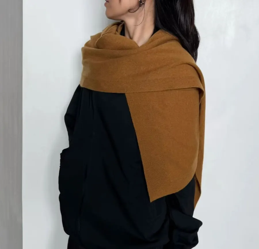 Solid Color Wool Shawl in Brown, product view 40