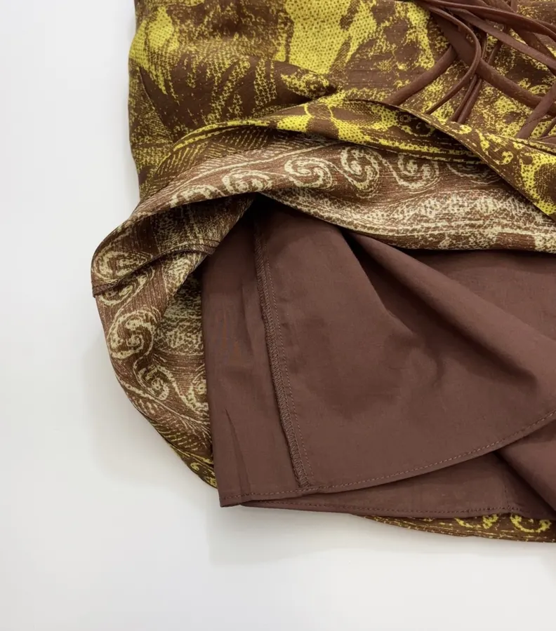 Sleeveless Straight-cut Short Dress Genuine Silk-Linen Weave Retro in Olive Green, product view 10