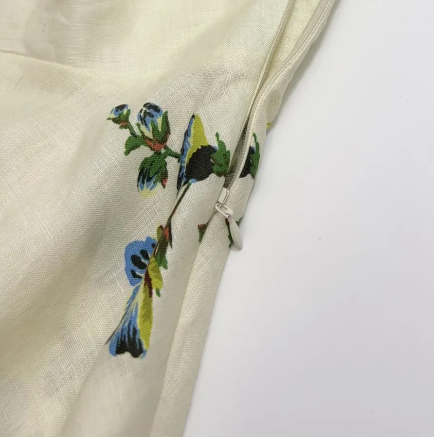 Ivory Floral Embroidered Tie-Strap Maxi Dress in Off-White, product view 07
