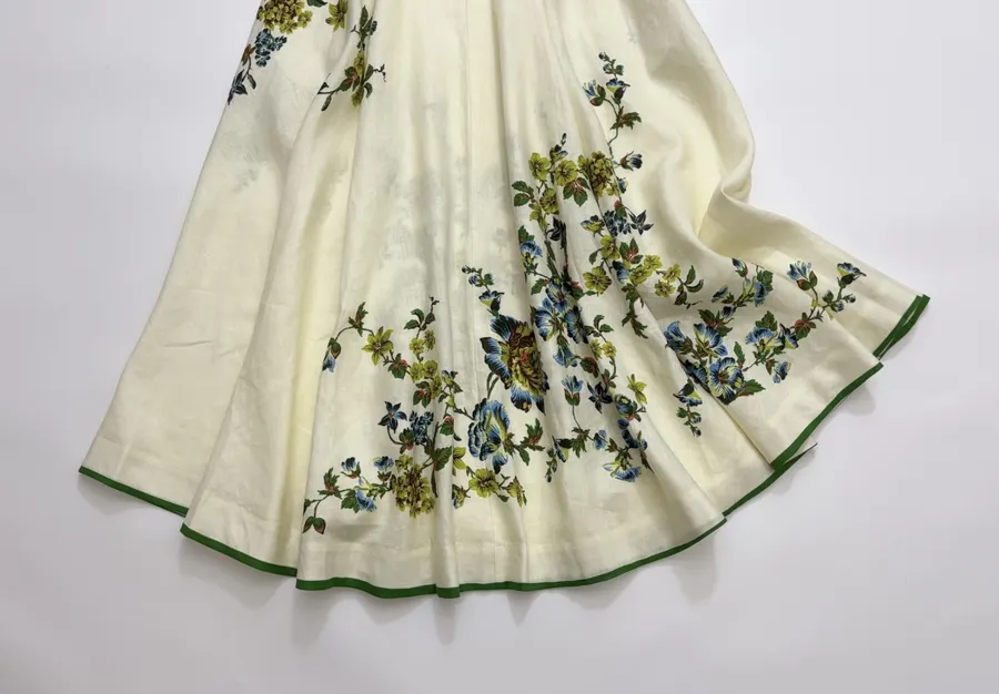 Ivory Floral Embroidered Tie-Strap Maxi Dress in Off-White, product view 09