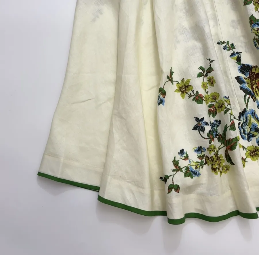 Ivory Floral Embroidered Tie-Strap Maxi Dress in Off-White, product view 10