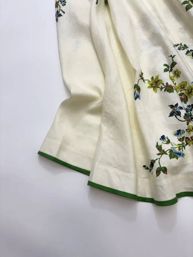 Ivory Floral Embroidered Tie-Strap Maxi Dress in Off-White, product view 11