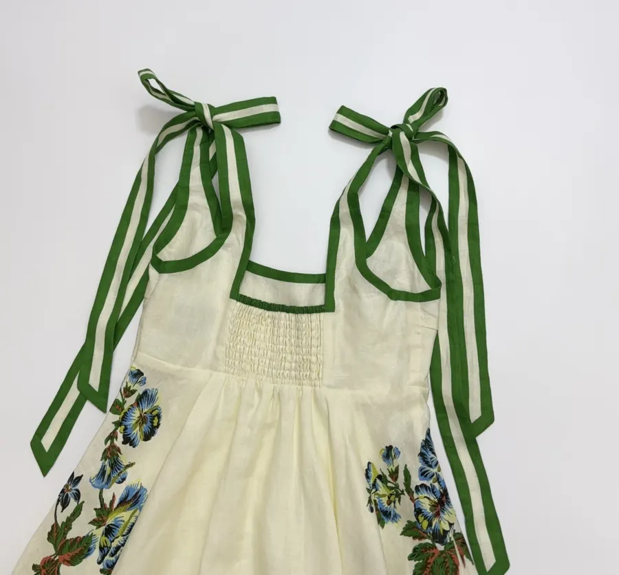 Ivory Floral Embroidered Tie-Strap Maxi Dress in Off-White, product view 18