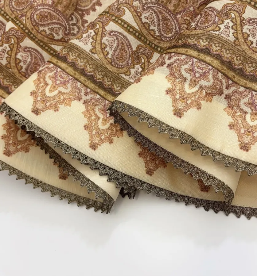Cream Vintage Print Short-Sleeve Midi Dress in Apricot, product view 13