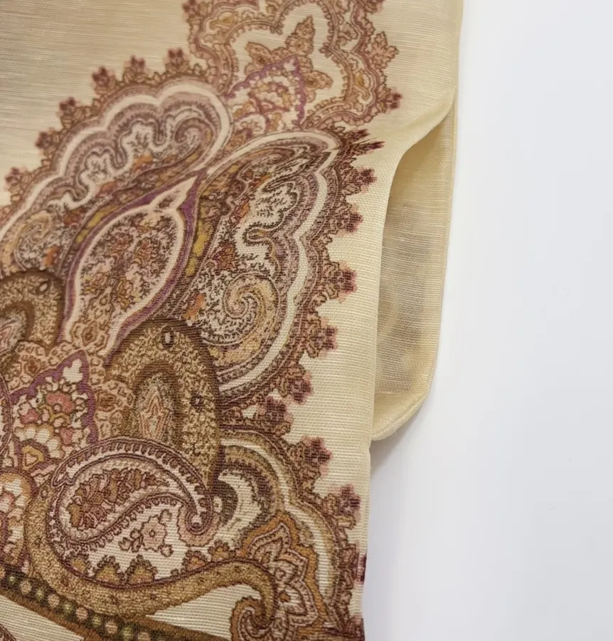 Cream Vintage Print Short-Sleeve Midi Dress in Apricot, product view 16