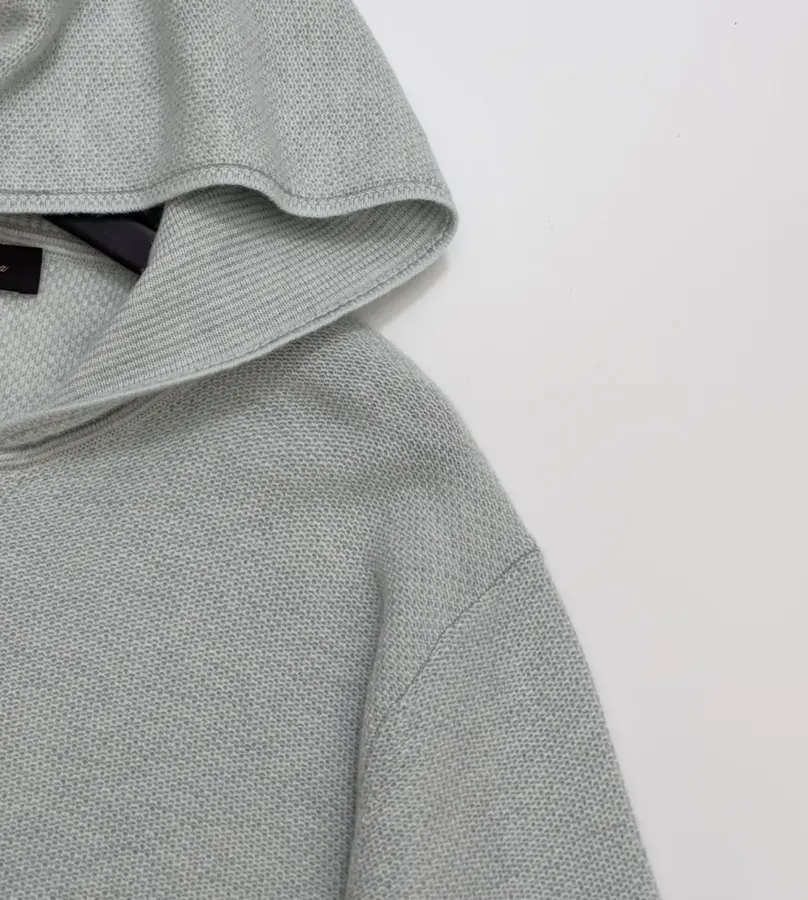 Light Grey Hooded Zip-Up Knit Cardigan in Light Gray, product view 03