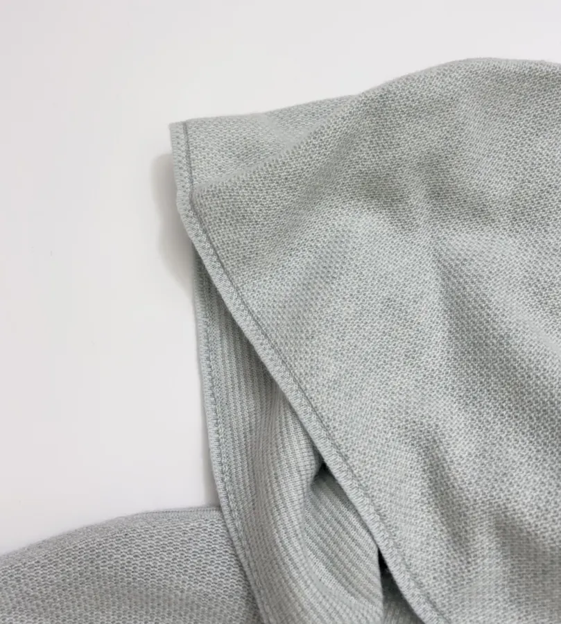 Light Grey Hooded Zip-Up Knit Cardigan in Light Gray, product view 05