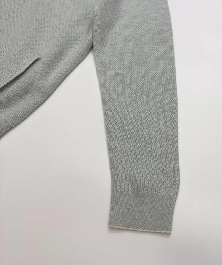 Light Grey Hooded Zip-Up Knit Cardigan in Light Gray, product view 07
