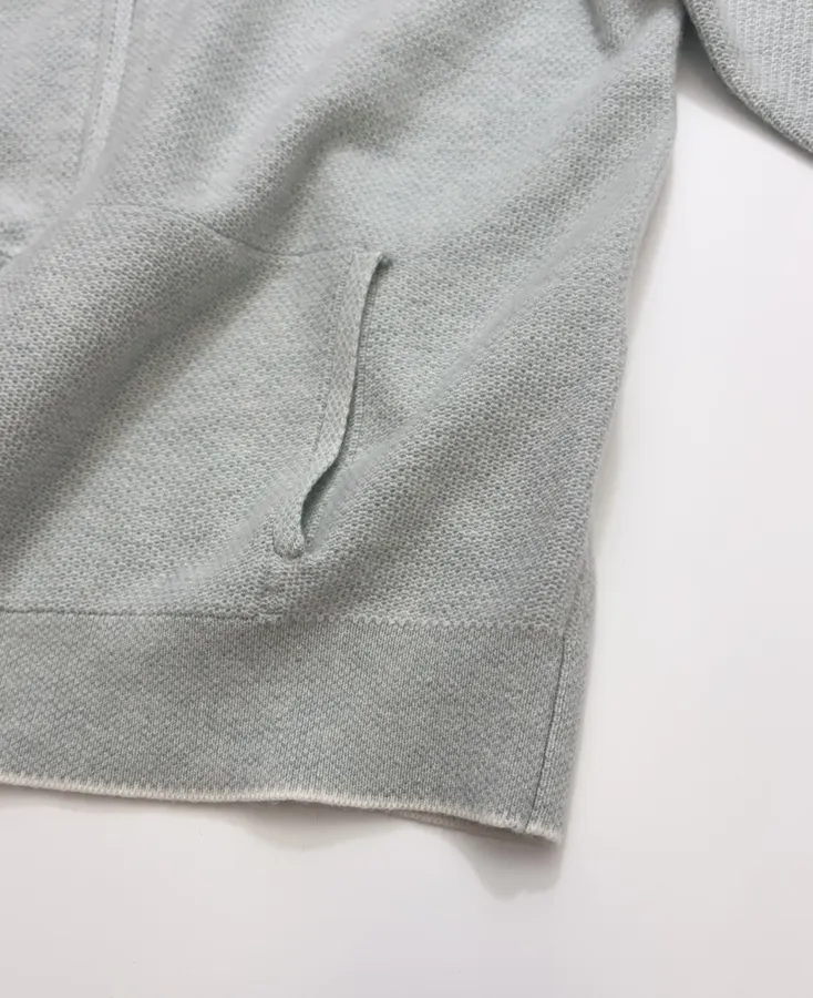 Light Grey Hooded Zip-Up Knit Cardigan in Light Gray, product view 13