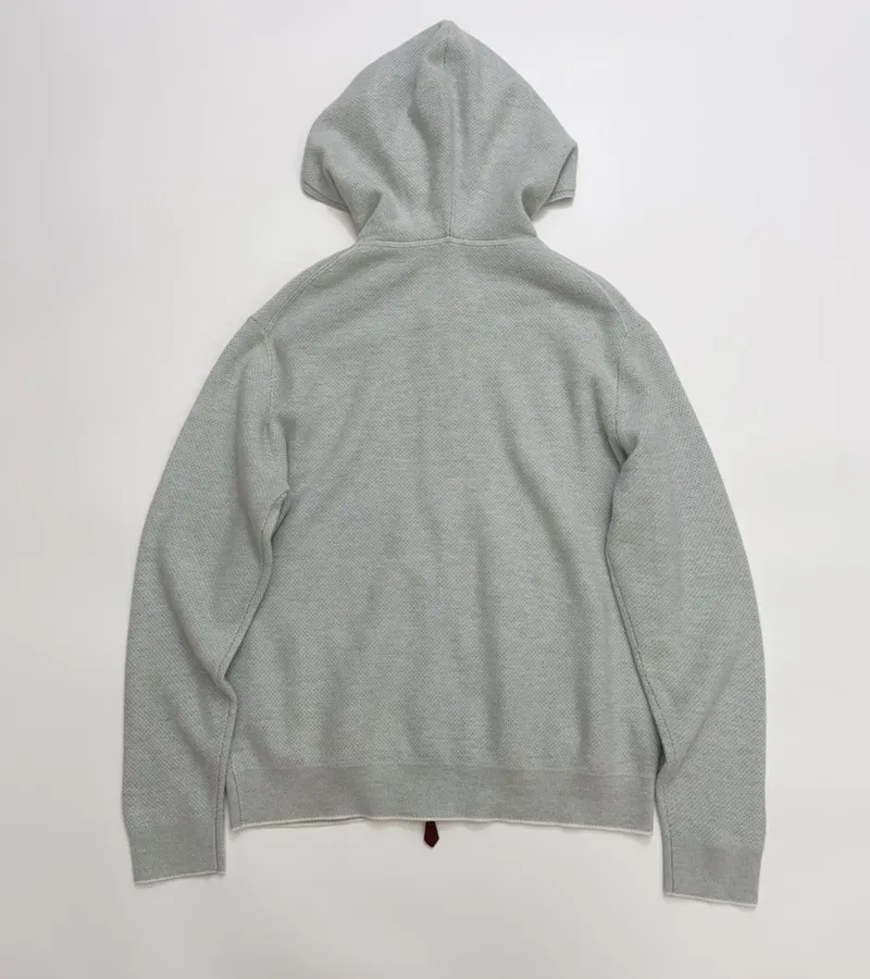 Light Grey Hooded Zip-Up Knit Cardigan in Light Gray, product view 14