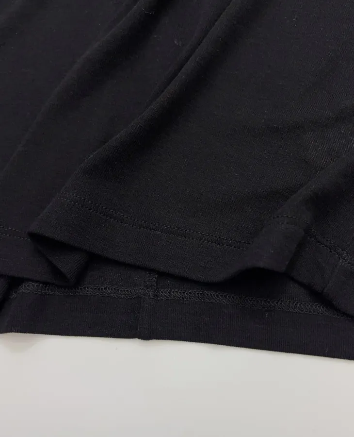 Sleeve-cuffed Beaded Patchwork Crew-neck Long-sleeve T-shirt Top in Black, product view 10