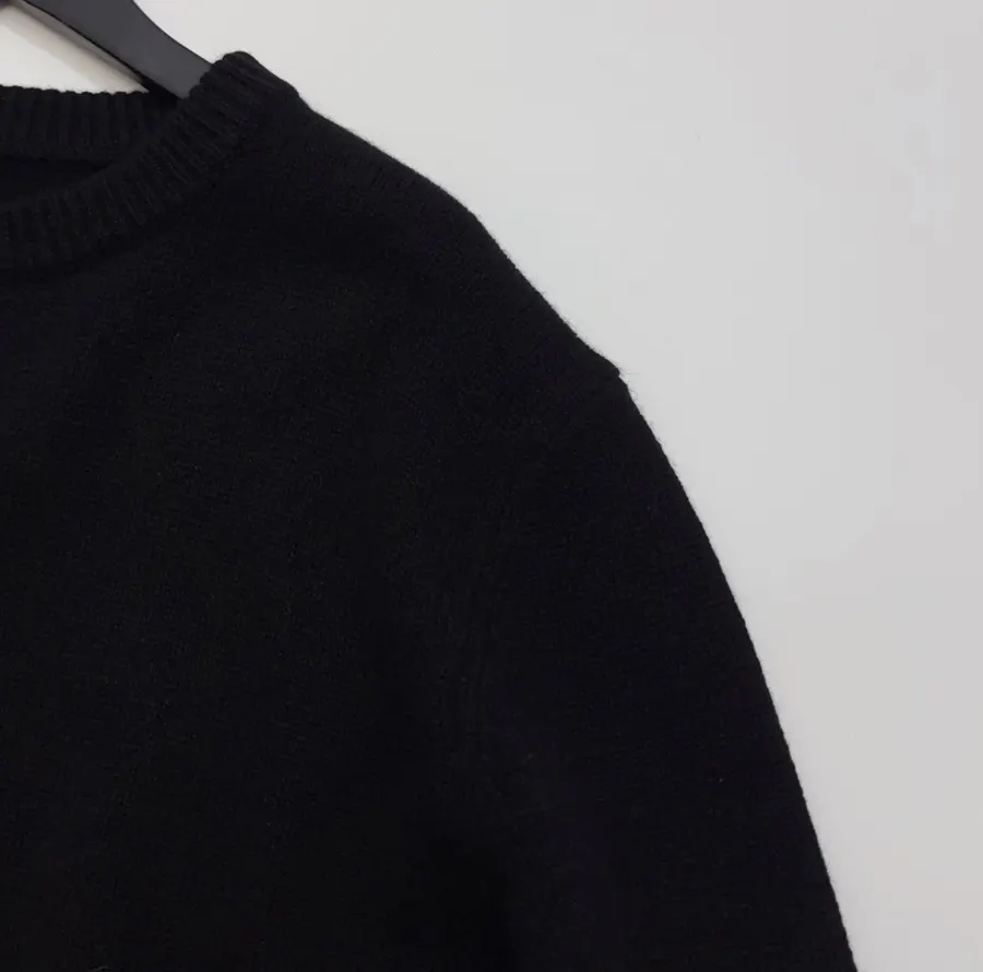 Black Essential Crew-Neck Knit Sweater in Black, product view 03