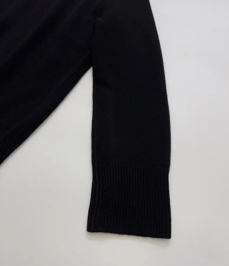 Black Essential Crew-Neck Knit Sweater in Black, product view 04