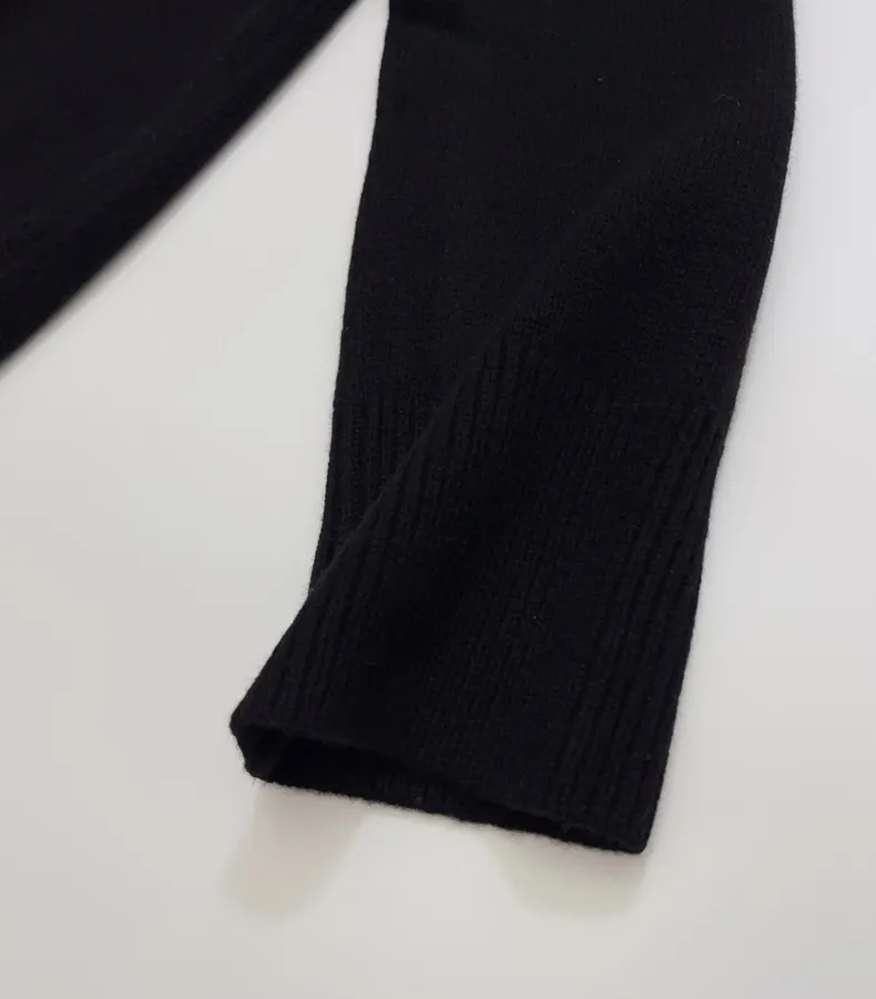 Black Essential Crew-Neck Knit Sweater in Black, product view 05