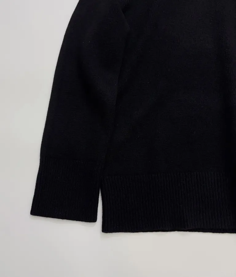 Black Essential Crew-Neck Knit Sweater in Black, product view 07