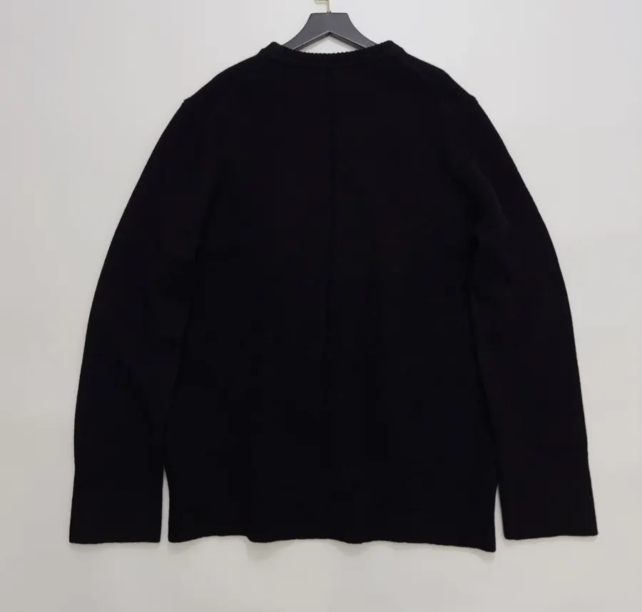 Black Essential Crew-Neck Knit Sweater in Black, product view 12