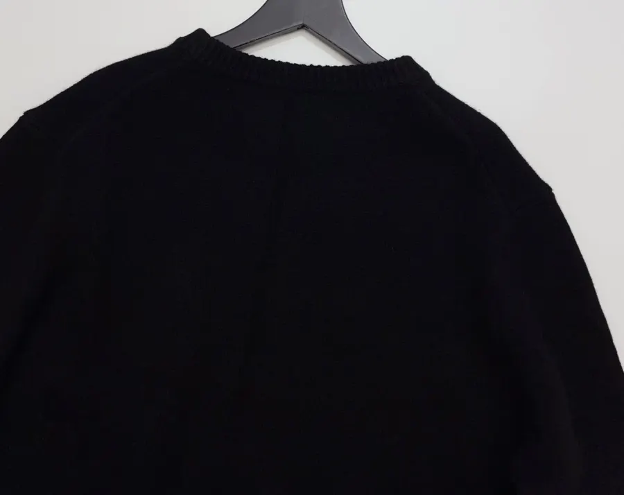 Black Essential Crew-Neck Knit Sweater in Black, product view 13