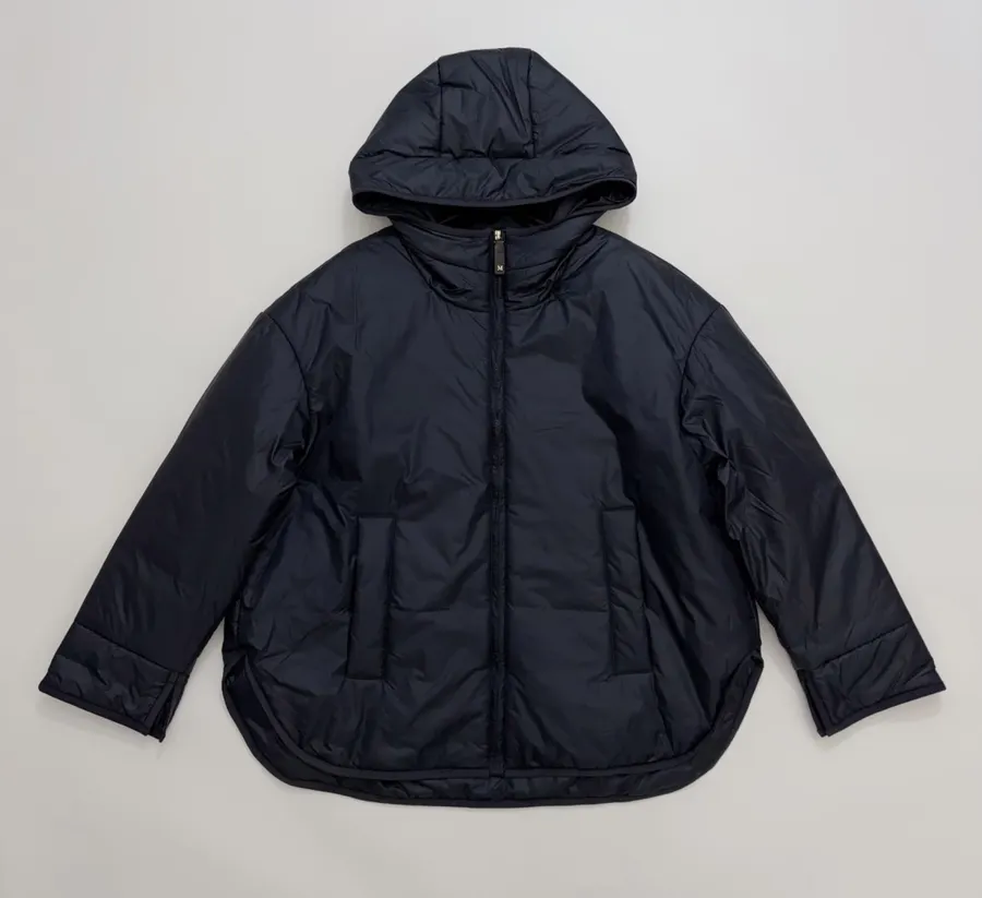 Navy Hooded Pullover Padded Jacket in Navy, product view 01