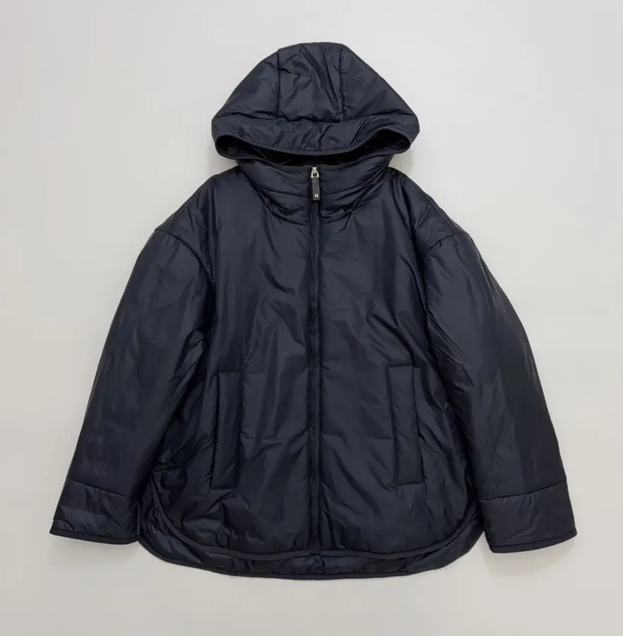 Navy Hooded Pullover Padded Jacket in Navy, product view 02