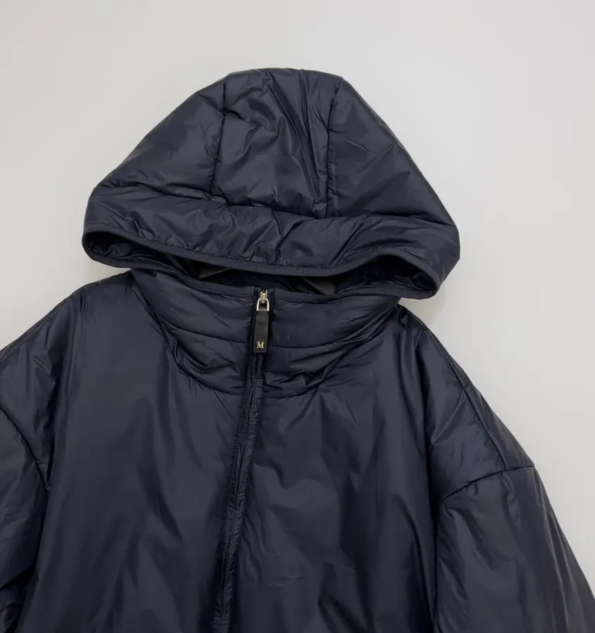 Navy Hooded Pullover Padded Jacket in Navy, product view 03