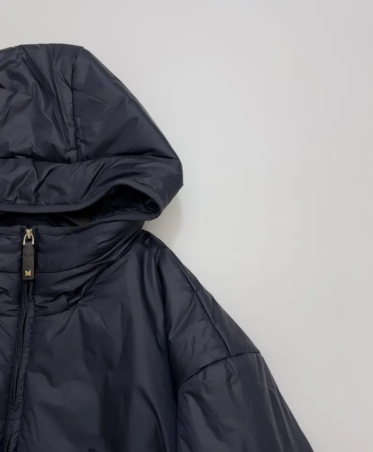 Navy Hooded Pullover Padded Jacket in Navy, product view 04