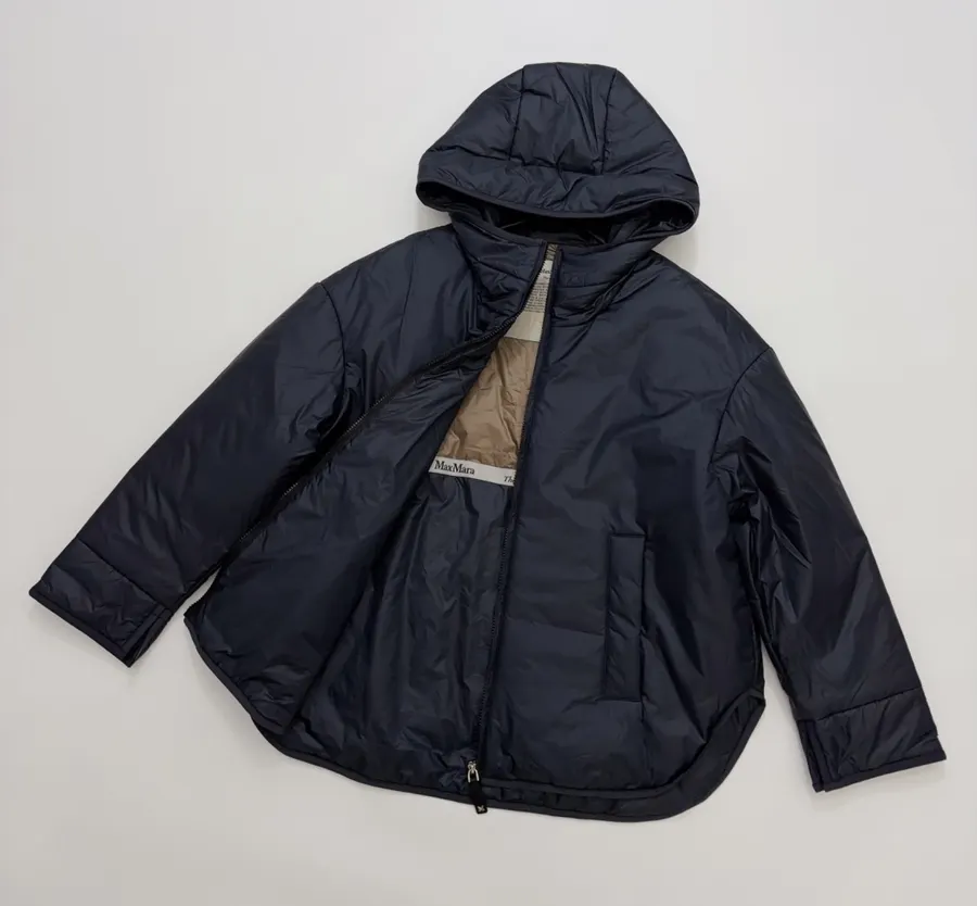 Navy Hooded Pullover Padded Jacket in Navy, product view 13