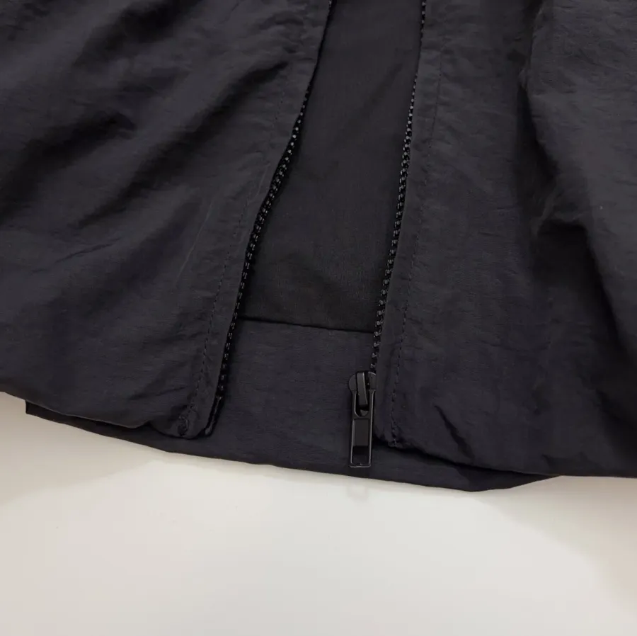 Black Contrast-Trim Stand-Collar Jacket in Black, product view 11