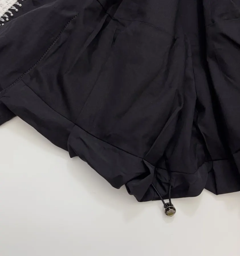 Black Contrast-Trim Stand-Collar Jacket in Black, product view 12