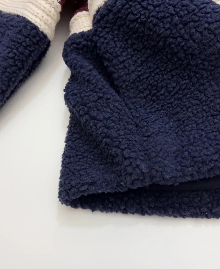 Casual Chain-Embellished Crocheted Velvet Sports Jacket in Navy, product view 15