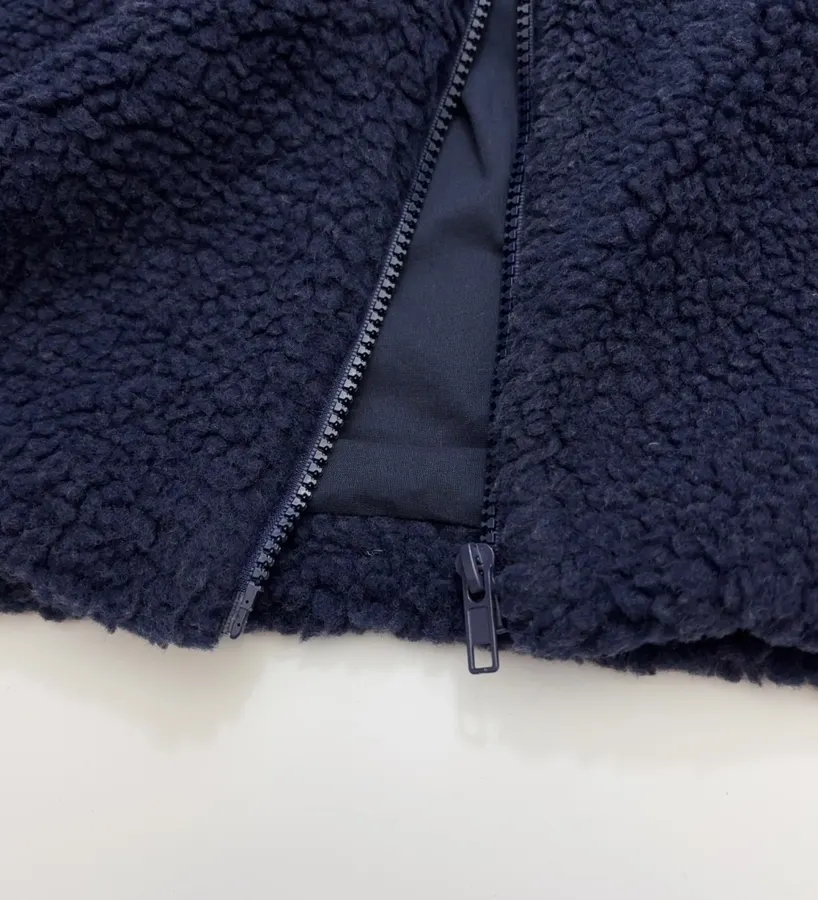 Casual Chain-Embellished Crocheted Velvet Sports Jacket in Navy, product view 17
