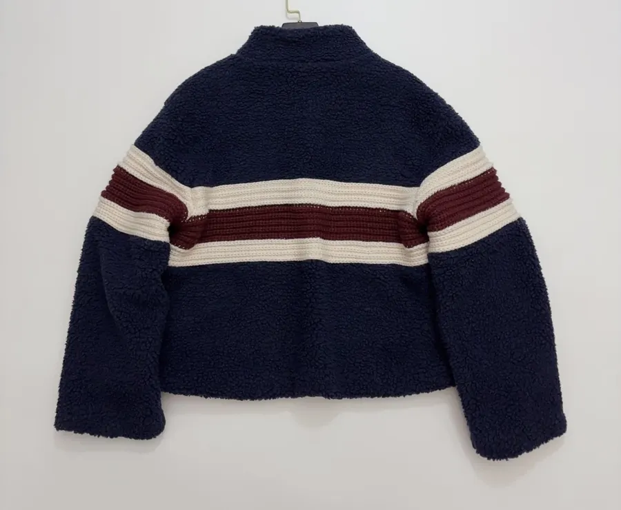 Casual Chain-Embellished Crocheted Velvet Sports Jacket in Navy, product view 18