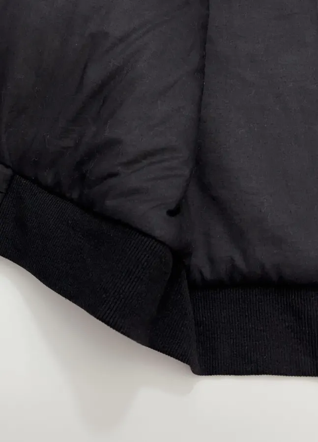 Black Oversized Lace-Collar Quilted Jacket in Black, product view 14