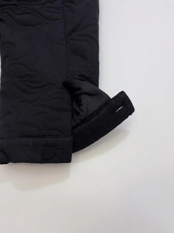 Black Oversized Lace-Collar Quilted Jacket in Black, product view 18