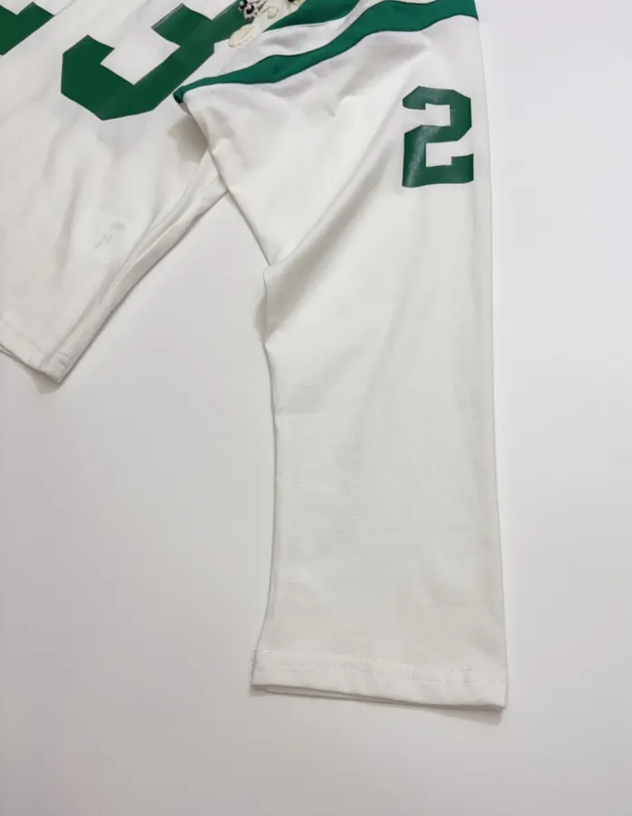 Ivory and Green Number Graphic Long-Sleeve Jersey in Off-White, product view 06