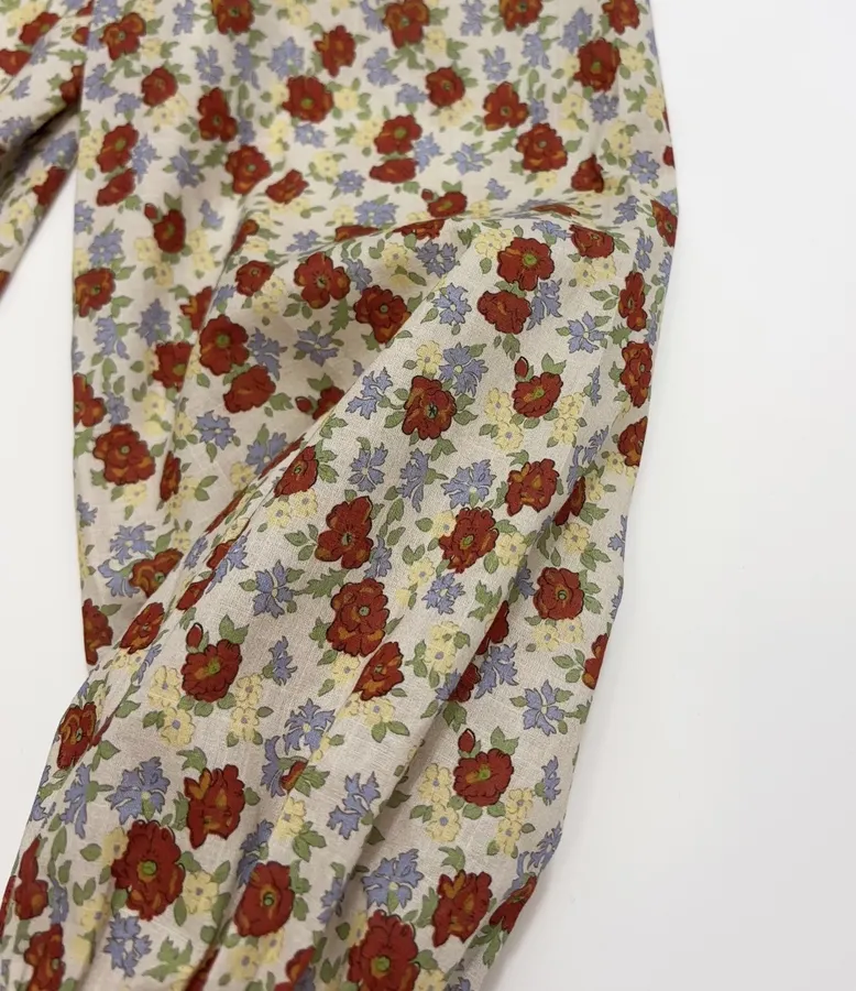Casual Floral Doll Collar Printed Long-Sleeve Shirt in Ivory, product view 08