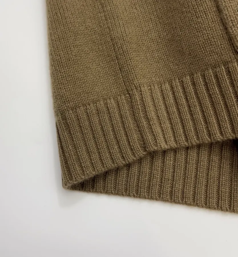 Jacquard Embroidered V-Neck Relaxed Cardigan in Brown, product view 08