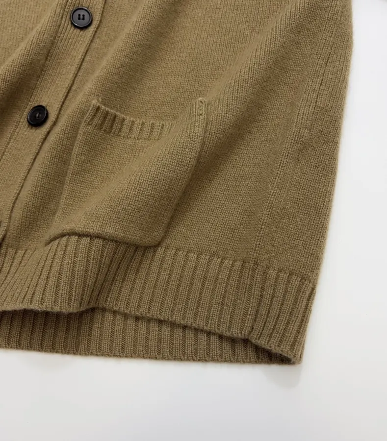 Jacquard Embroidered V-Neck Relaxed Cardigan in Brown, product view 11