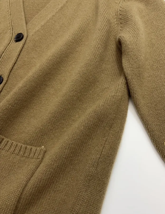 Jacquard Embroidered V-Neck Relaxed Cardigan in Brown, product view 12