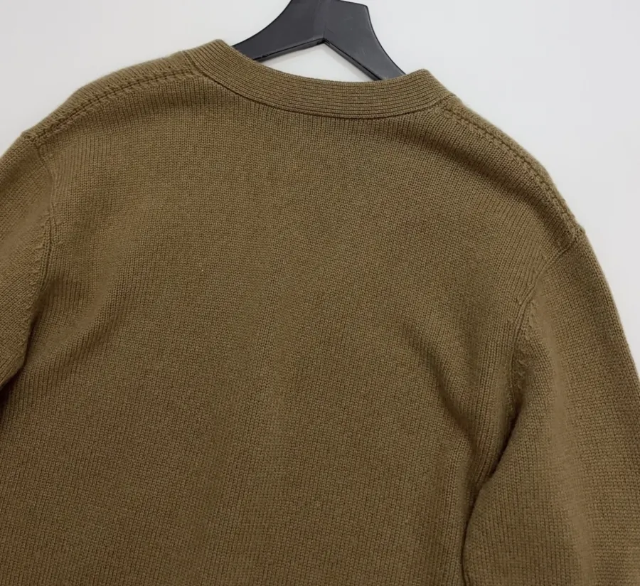 Jacquard Embroidered V-Neck Relaxed Cardigan in Brown, product view 14