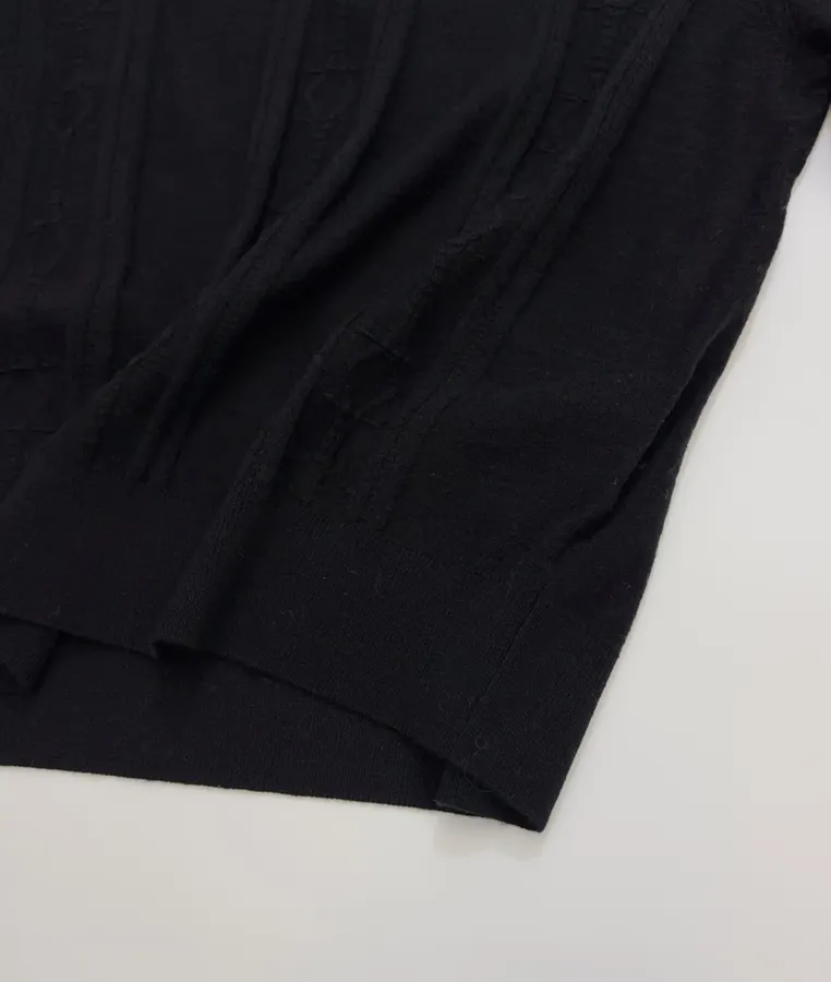 Jacquard Pattern Cable-knit Wool Sweater in Black, product view 11