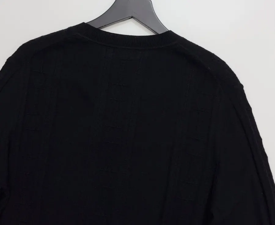 Jacquard Pattern Cable-knit Wool Sweater in Black, product view 13