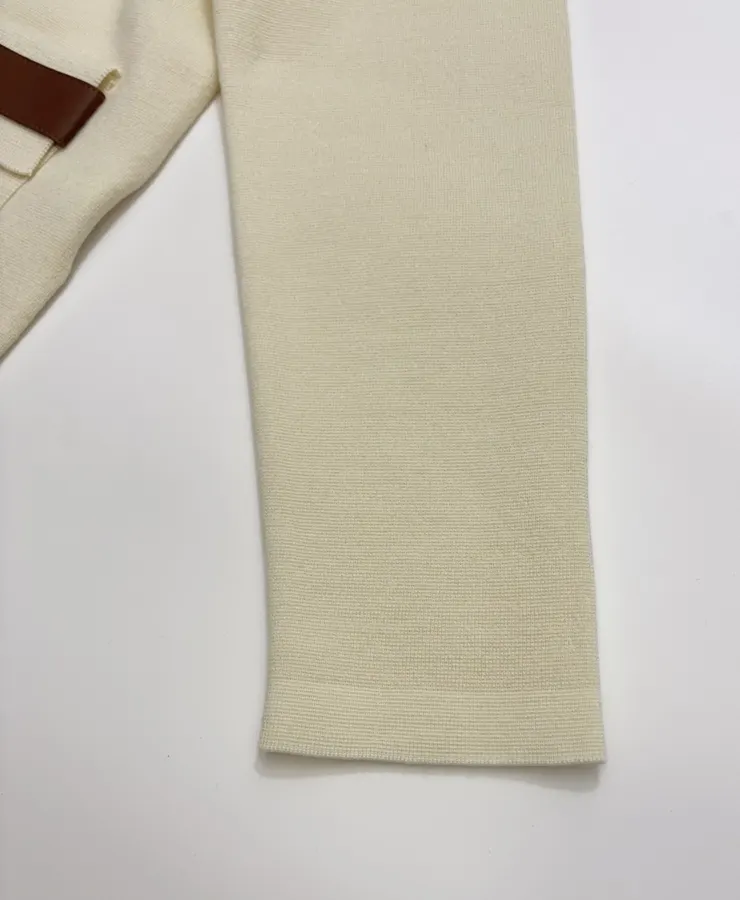 Turn-down Collar Zip-up Knitted Cardigan Coat in Ivory, product view 05