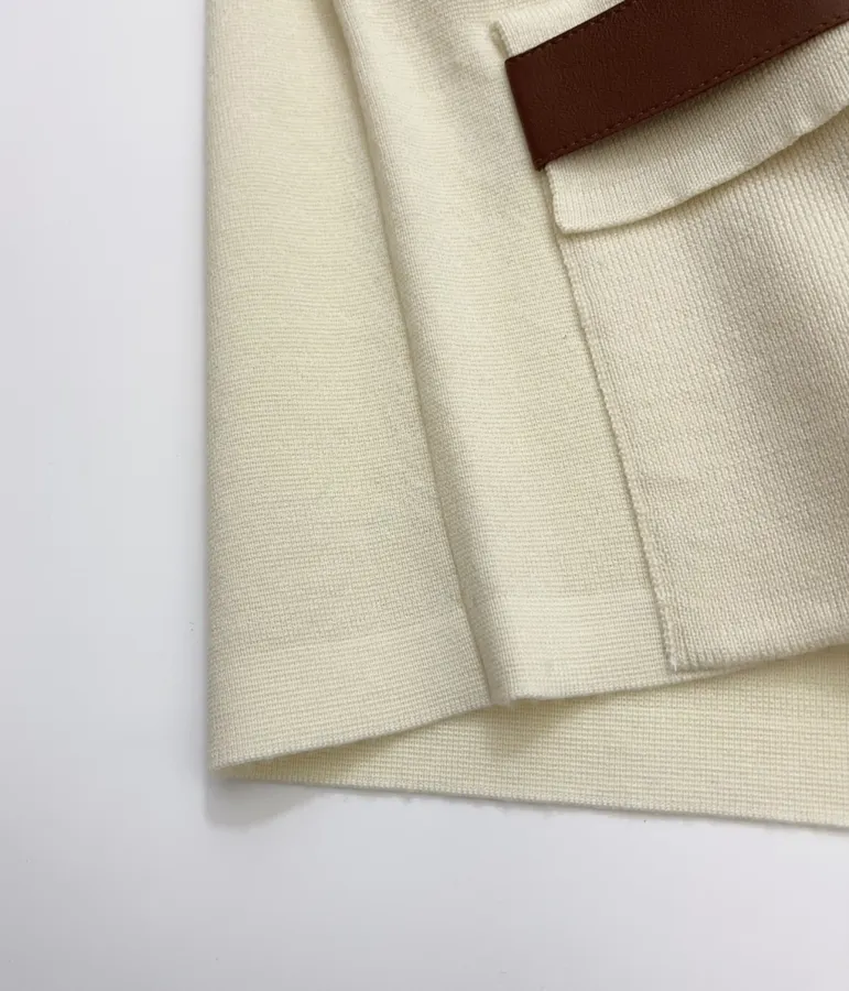 Turn-down Collar Zip-up Knitted Cardigan Coat in Ivory, product view 08