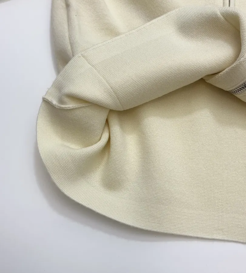 Turn-down Collar Zip-up Knitted Cardigan Coat in Ivory, product view 09
