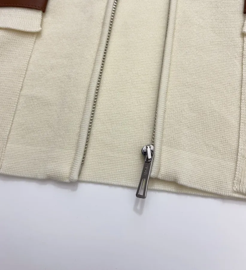 Turn-down Collar Zip-up Knitted Cardigan Coat in Ivory, product view 10