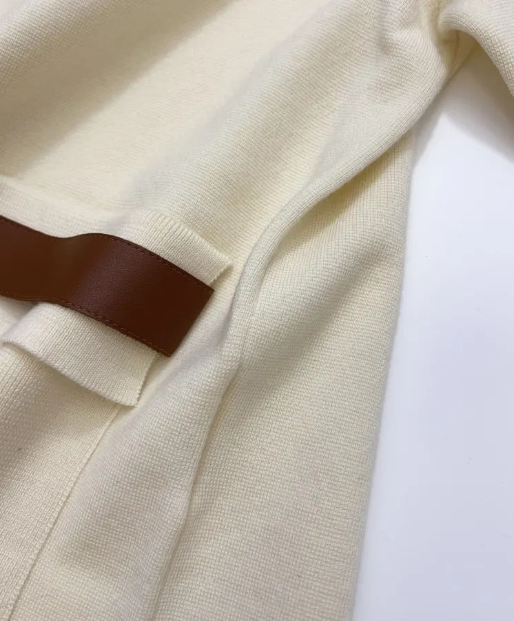 Turn-down Collar Zip-up Knitted Cardigan Coat in Ivory, product view 12